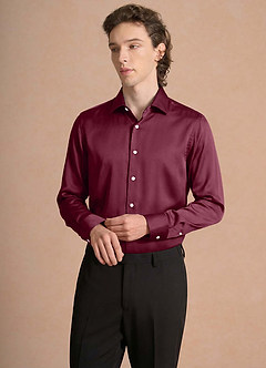 front Julian Mulberry Stretch Satin Dress Shirt