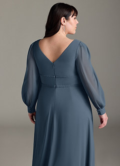 Azazie Sage Final Sale Neptune A-Line Long Sleeve Chiffon Dress image11