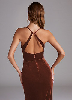 Azazie Becca Robes de demoiselle d'honneur Robe Fourreau en velours Terracotta image5