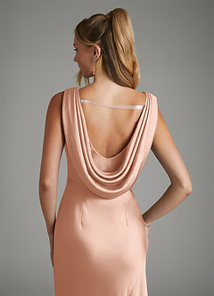 Azazie Elena Bridesmaid Dresses Rose Gold Mermaid Pleated Stretch Satin Dress image6