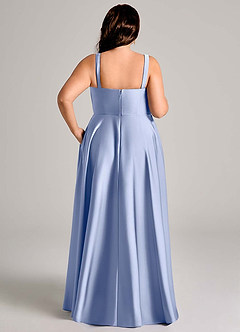Azazie Shaude Bridesmaid Dresses Ice A-Line Pleated Stretch Satin Dress image13