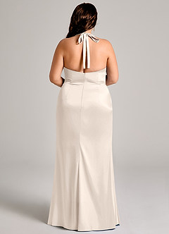 Azazie Valerie Bridesmaid Dresses White Alabaster Mermaid Pleated Stretch Satin Dress image12