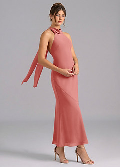 Azazie Velli Abiti da Damigella Abito Sirena in Chiffon Collo Alto Rosa Antica image3