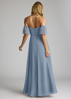 Azazie Sue Vestidos de damas de honor Vestido de Azul Polvoriento de Gasa de Corte en A Convertible con Vestidos sin tirantes image3