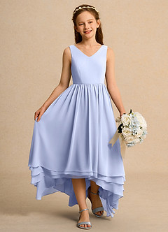 Azazie Kitten Junior Formal Blumenmädchenkleider A-Linie Chiffon Kleid Eis image4