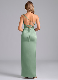 Azazie Naria Bridesmaid Dresses Agave Sheath One Shoulder Stretch Satin Dress image6