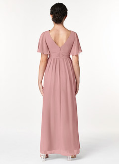 Azazie Temeka Junior Dusty Rose A-Line Pleated Chiffon Dress image2