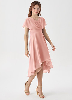 Azazie Graciela Junior Rosette A-Line Pleated Chiffon Dress image5