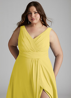 Azazie Karina Bridesmaid Dresses Canary A-Line Pleated Chiffon Dress image11