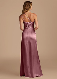 Azazie Eren Bridesmaid Dresses Vintage Mauve Sheath One Shoulder Metallic Satin Dress image5