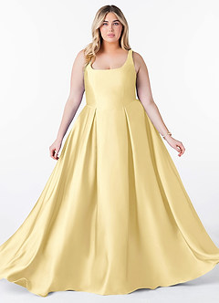 Azazie Neve Bridesmaid Dresses Butter Ball-Gown with Pockets Stretch Satin Dress image10