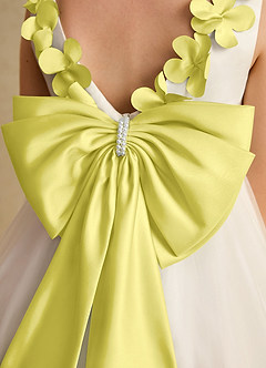 Azazie Lilli Flower Girl Dresses Ivory Canary A-Line Bow Tulle Dress image6