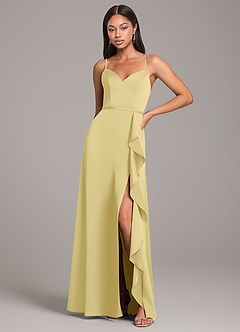Azazie Naeem Bridesmaid Dresses Lemon Sorbet A-Line Stretch Satin Dress image1