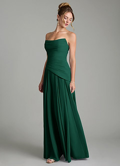 Azazie Gabriela Bridesmaid Dresses Emerald A-Line Corset Chiffon Dress image6