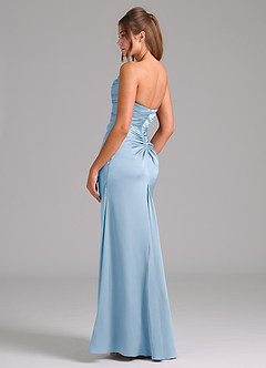 Azazie Lucille At-home Try On Dresses Black Mermaid Strapless Stretch Satin Convertible Dress image4