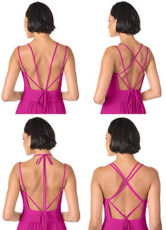 Azazie Farren Bridesmaid Dresses Fuchsia A-Line Pleated Chiffon Convertible Dress image9