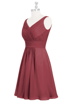 Azazie Grace Bridesmaid Dresses Merlot A-Line Pleated Chiffon Dress image9