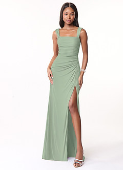 Azazie Jesaphine Bridesmaid Dresses Dusty Sage Sheath Ruched Mesh Dress image5