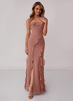 Barbie ♥ Azazie Bridesmaid Dresses Cedar Rose Sheath Bow Chiffon Dress image1