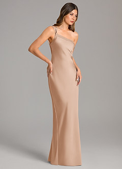 Azazie Monroe Kleider zum Anprobieren zu Hause Meerjungfrau-Linie One-Shoulder Stretch-Satin Kleid Englisches Rosa image5