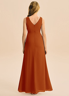 Azazie Floris Junior Robe Trapèze en Mousseline de soie Plissée Paprika image3