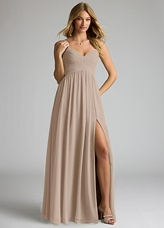 Azazie Alia Brautjungfernkleider A-Linie Plissee Chiffon Kleid Taupe image4
