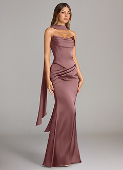 Azazie Sorrel Bridesmaid Dresses Vintage Mauve Mermaid Strapless Stretch Satin Convertible Dress image3