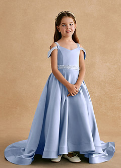Azazie Jodi Flower Girl Dresses Ice A-Line Matte Satin Dress image4