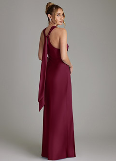 Azazie June Bridesmaid Dresses Mulberry Sheath Stretch Satin Dress image5