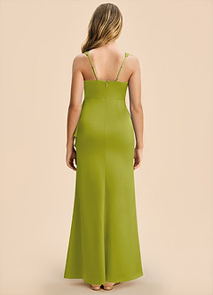 Azazie Adrienne Junior Lemongrass Sheath Pleated Stretch Satin Dress image2