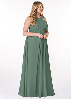 Azazie Kaleigh Bridesmaid Dresses Eucalyptus A-Line Pleated Chiffon Dress image10