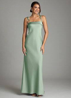 Azazie Ellia Abiti da Damigella Abito Tubino in Raso Elasticizzato Fiocco Agave image1