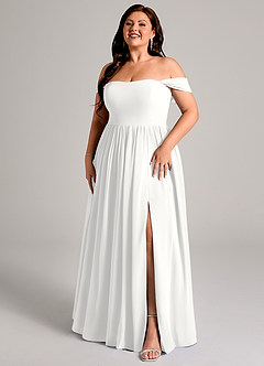 Azazie Calianna Bridesmaid Dresses White A-Line Off the Shoulder Chiffon Convertible Dress image12