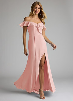 Azazie Sophie Bridesmaid Dresses Rosette A-Line Off the Shoulder Chiffon Convertible Dress image4