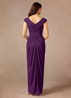 Azazie Lisolette Mother of the Bride Dresses Grape Sheath Pleated Mesh Dress image2