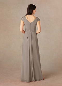 Azazie Janie Mother of the Bride Dresses Taupe Mermaid Lace Dress image4