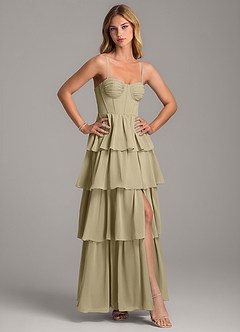 Azazie Alanna Bridesmaid Dresses Moss Green A-Line Sweetheart Neckline Chiffon Dress image5