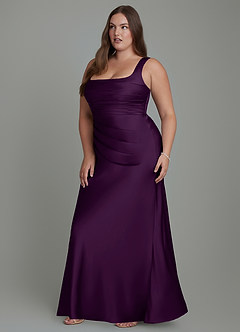 Azazie Agustina Bridesmaid Dresses Grape Mermaid Corset Stretch Satin Dress image11