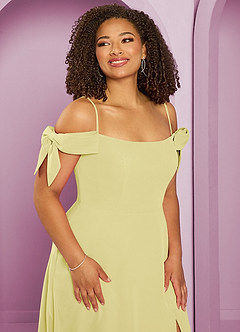 Barbie ♥ Azazie Brautjungfernkleider Wandelbar A-Linie Schulterfrei Chiffon Kleid Zitronensorbet image10