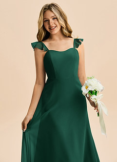 Azazie Mavie Junior Linia A Marszczony Szyfon Długość podłogi Młodsza druhna Sukienka image5