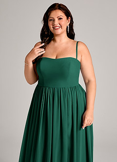 Azazie Calianna Bridesmaid Dresses Emerald A-Line Off the Shoulder Chiffon Convertible Dress image11
