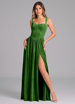 Azazie Francis Bridesmaid Dresses Ivy A-Line Corset Velvet Dress image1