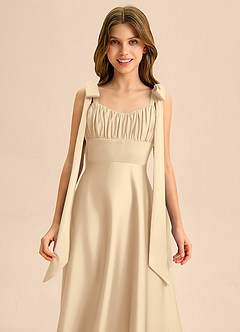 Azazie Halley Junior Klä av A-Line i Stretch Satin Rosett image6