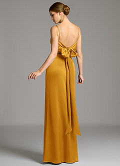 Azazie Adriane Abiti da Damigella Abito Tubino in Raso Elasticizzato Fiocco Caramello image5