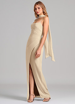 Azazie Calandra Suknie dla druhen Osłona Pofałdowany Szyfon Do ziemi Sukienka image4