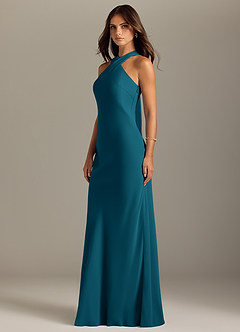 Azazie Doretta Bridesmaid Dresses Ink Blue Mermaid Pleated Chiffon Dress image4