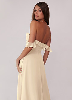 Barbie ♥ Azazie Jurken voor bruidsmeisjes Converteerbaar Jurk van Chiffon met A-Lijn Off the Shoulder Champagne image5