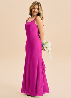 Azazie Lioren Junior Fuchsia Mermaid Bow Chiffon Dress image2