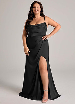 Azazie Johana Bridesmaid Dresses Black Mermaid Off the Shoulder Stretch Satin Convertible Dress image14