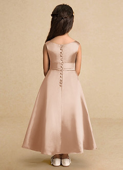 Azazie Lindy Flower Girl Dresses English Rose A-Line Pleated Matte Satin Dress image7